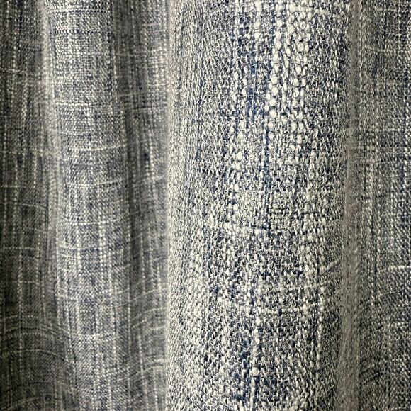At Home Blue Textured Linen Look Curtain Panels 84”x37” Tab Top Set of 2 - Picture 8 of 12
